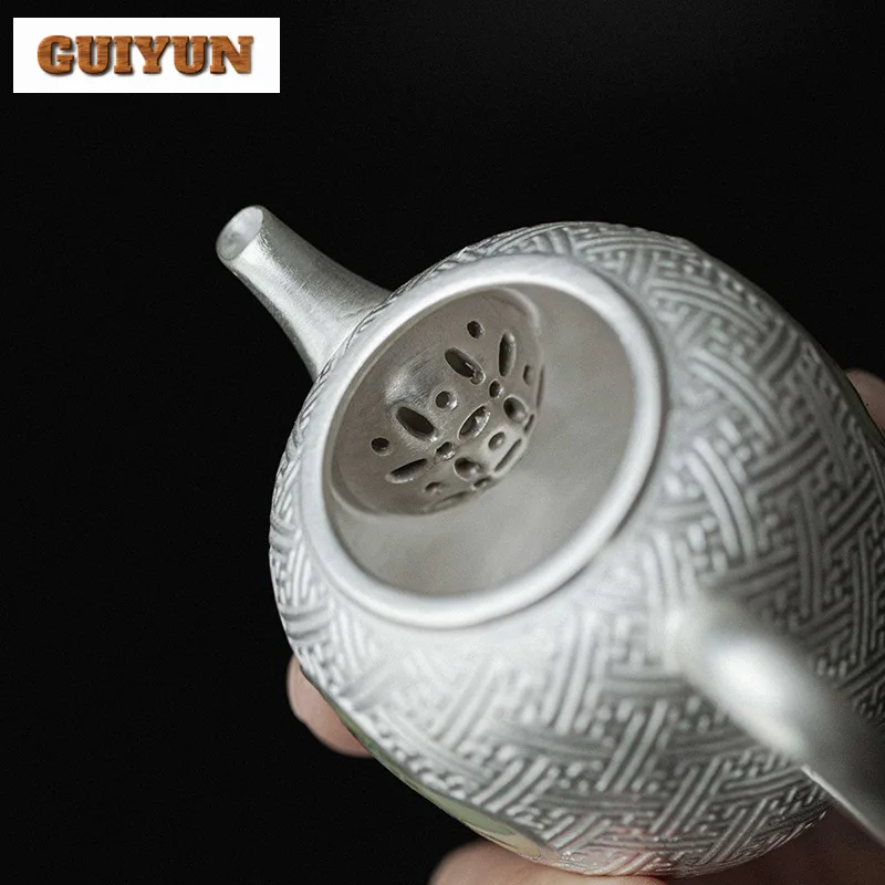 160ml Handmade 999 Sterling Silver Gilded Teapot Creative Window Persimmon Pot Tea Brewing Kettle Teaware Accessories Craft Gift