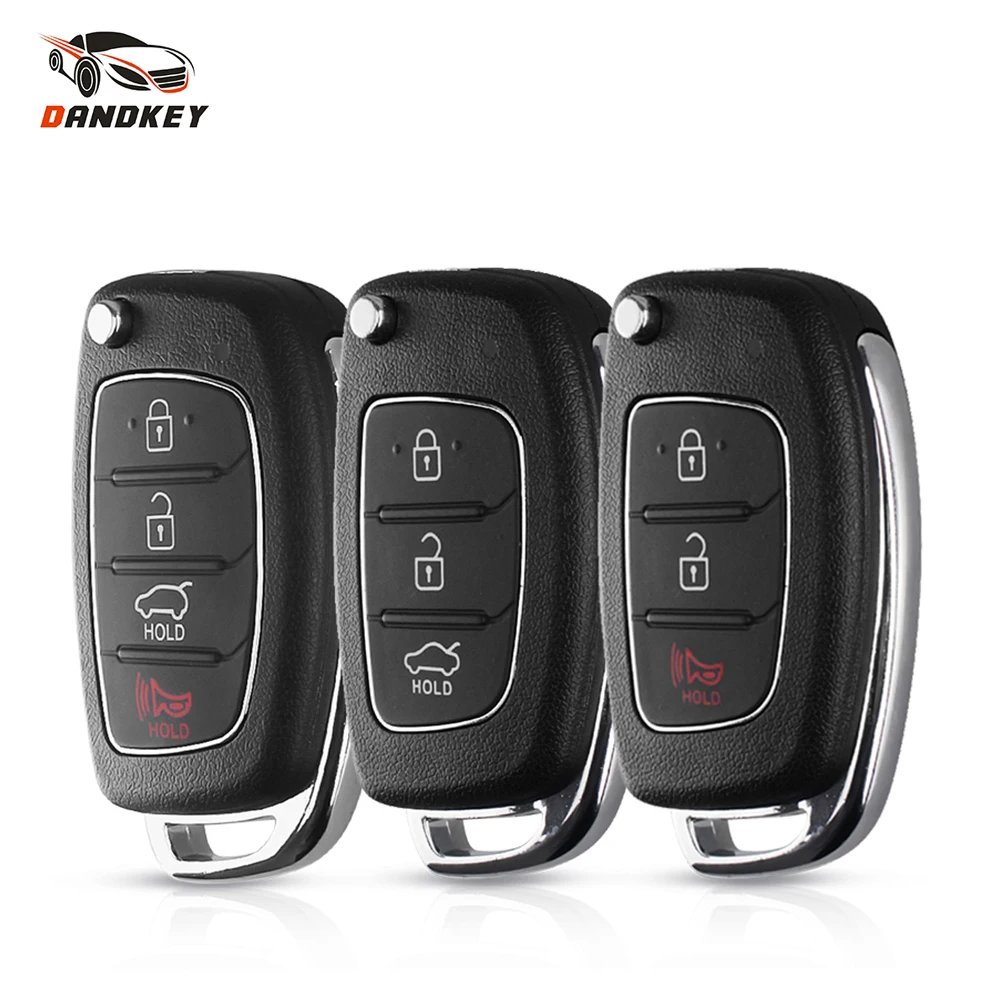 Dandkey For Hyundai Solaris ix35 ix45 Santa Fe New Verna 3/4 Buttons Car Flip Key Shell Remote Key Fob Right Side Blade