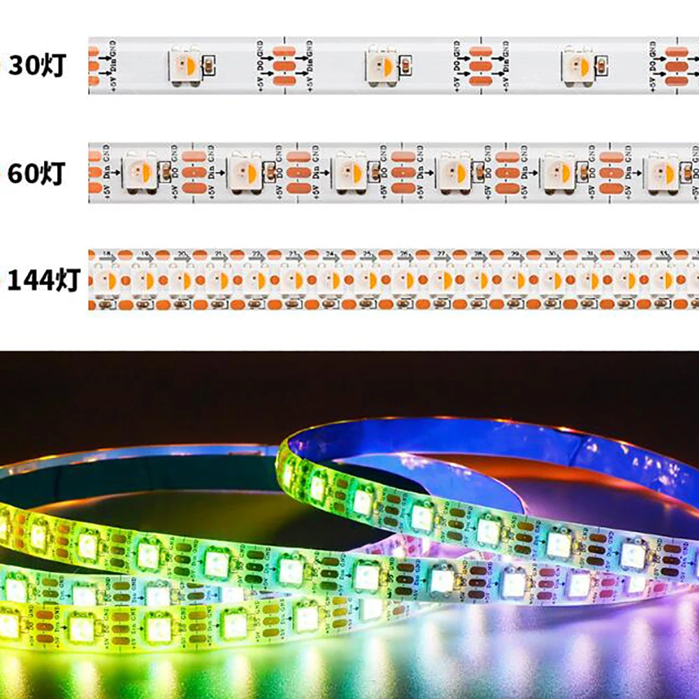 Imagem -04 - Rgbw Levou Tira de Luz em Ws2812b Semelhante 1m 4m 5m 30 60 144 Leds Endereçável Individual Ip30 65 67 5v Sk6812