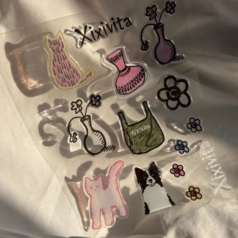 K3D Stereo Korean Style Fashion Jelly Stickers Cute Cartoon Animal Lower for Phone Case Laptop Transparent Decals Kids Gift view 3