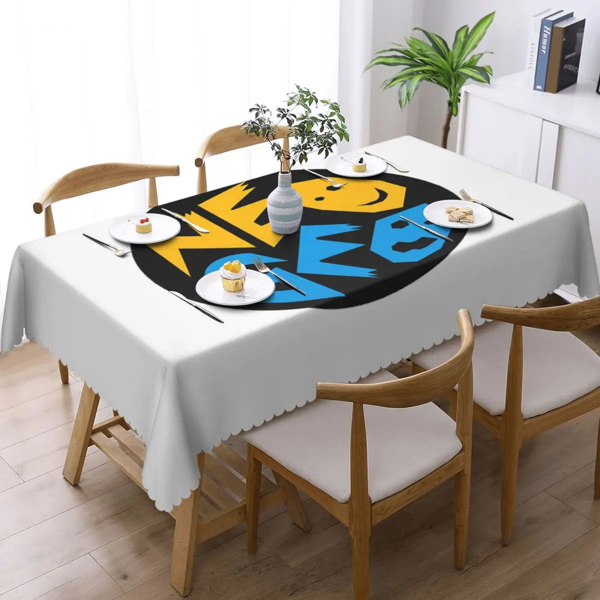 Neo Geo Logo Custom Rectangular Tablecloth Oilproof Table Cover for Dining Events Table Cloth