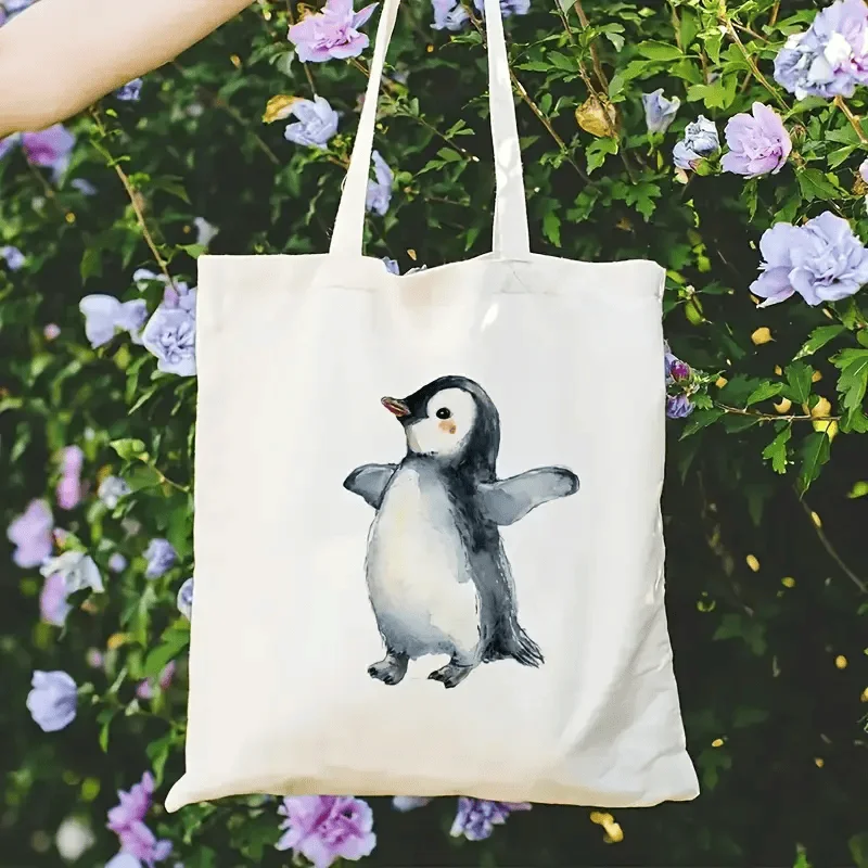 

Cute Penguin Print Tote Bag – Large Capacity, Perfect Gift for Friends or Birthdays, Casual Shoulder Bag | Playful Design