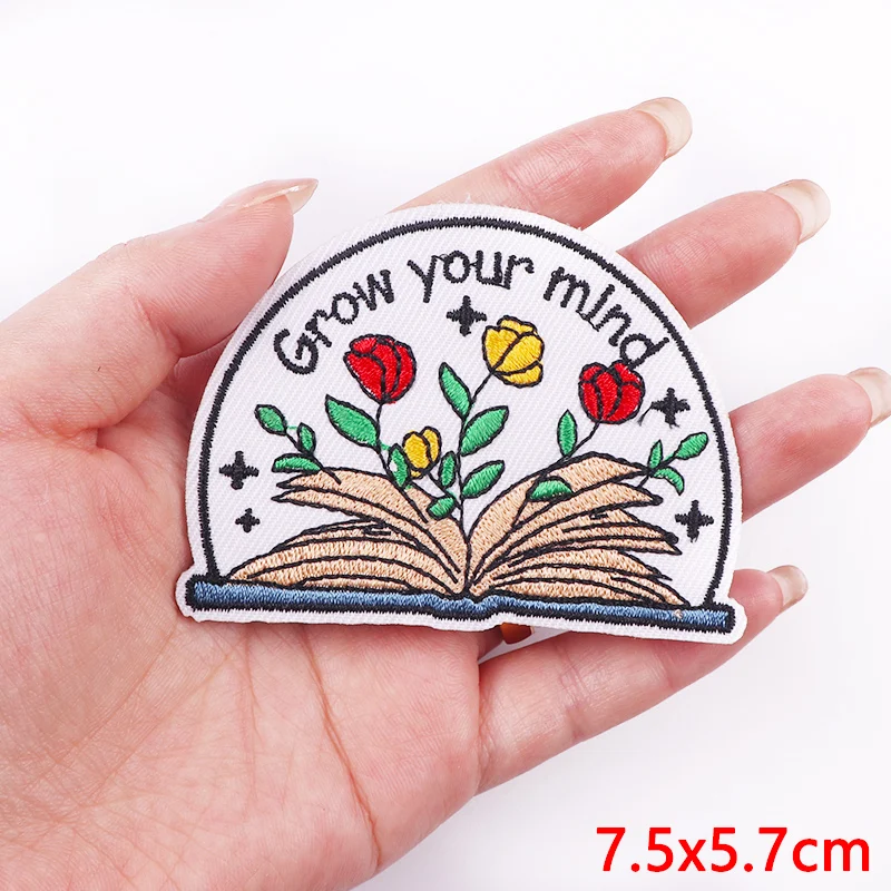 Cartoon Book Lover Embroidered Patches For Clothing Letters Embroidery Patch For Clothes Iron On Patches On Clothes Jackets DIY