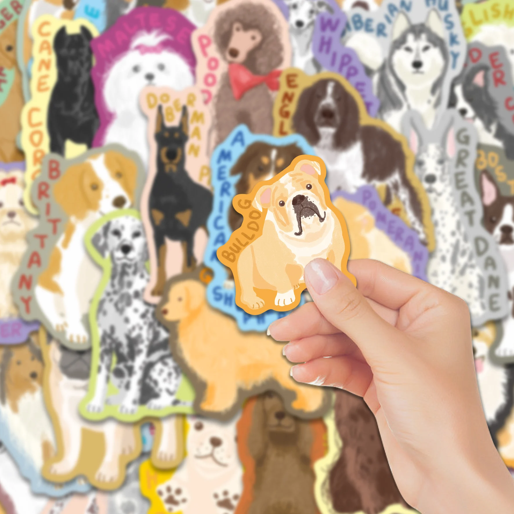 50pcs Dog Breed Stickers Set Vibrant Vinyl Decals for Laptops Journals Water Bottles Cute Purebred Canine Designs Pet Lovers Gif