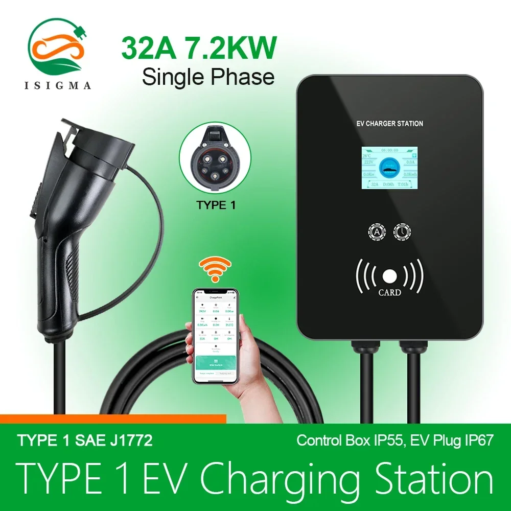 7KW 11KW 22KW 16A 32A Type 1 Type 2 GBT Wallbox Wall-mounted Portable Ac Ev Charger Electric Car Charging Station