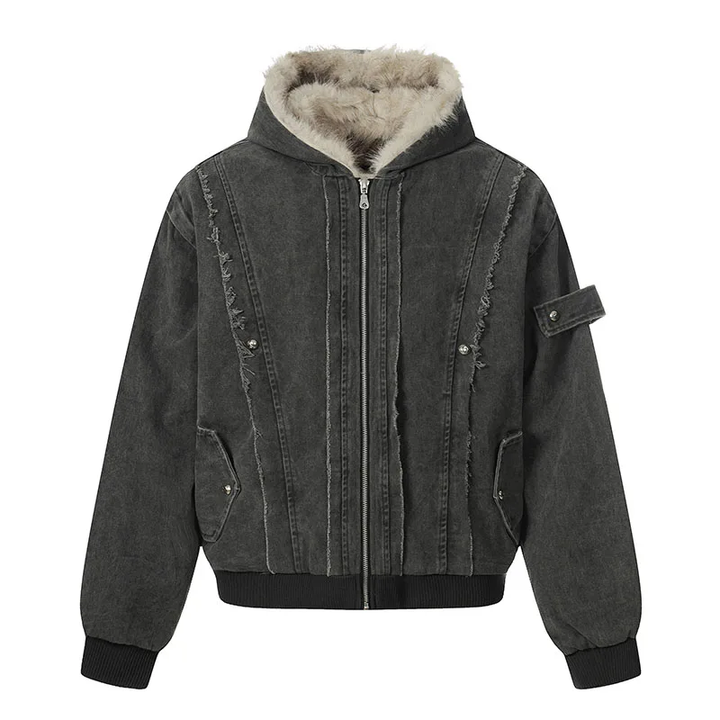 

Зимняя повседневная куртка в стиле хип-хоп с меховым воротником, уличная одежда в стиле Харадзюку, верхняя одежда, парки для мужчин, ветровка