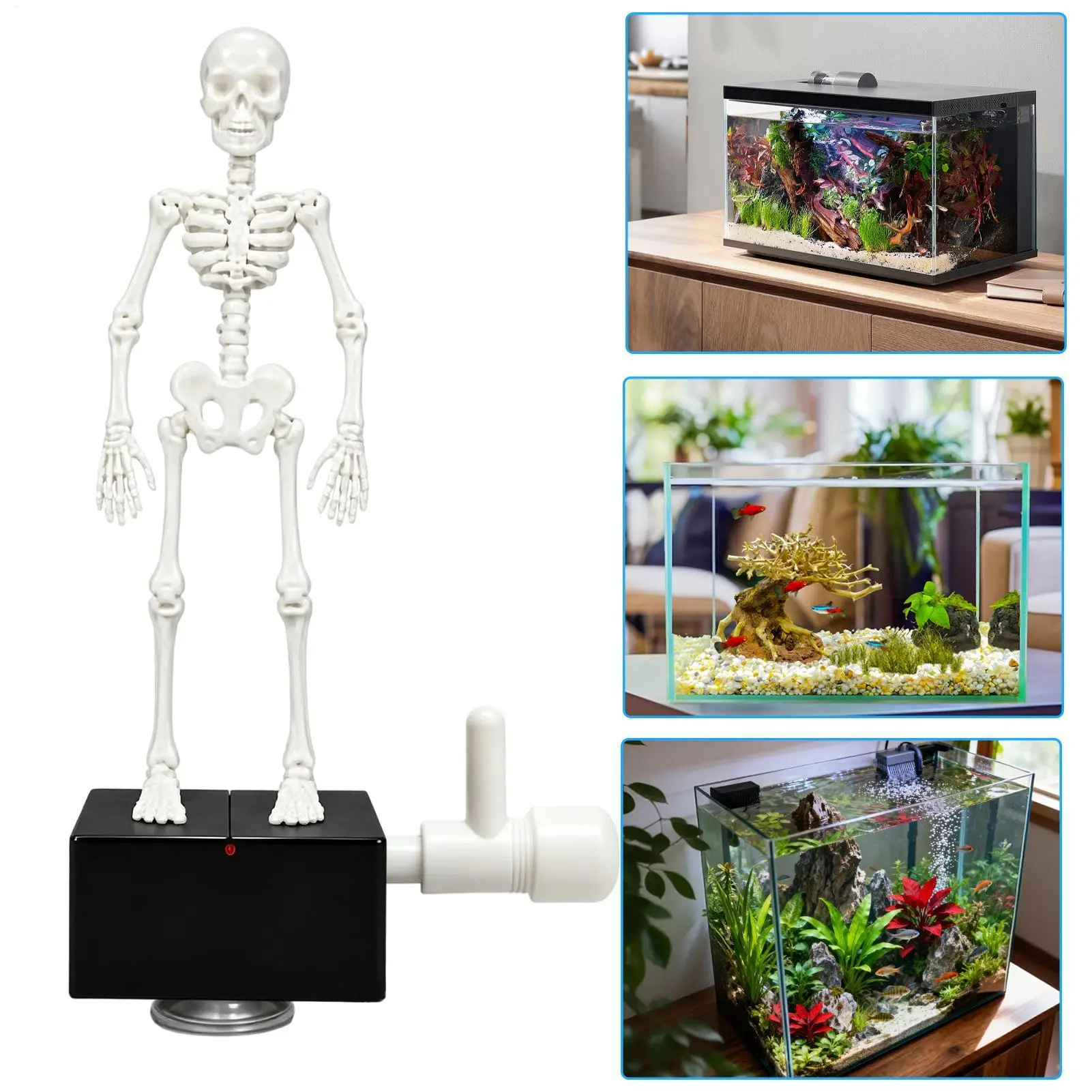 Dancing Skeleton Fish Tank Decor Funny Dynamic Halloween Bubbler Aquarium Decorations for Underwater Aeration Holiday