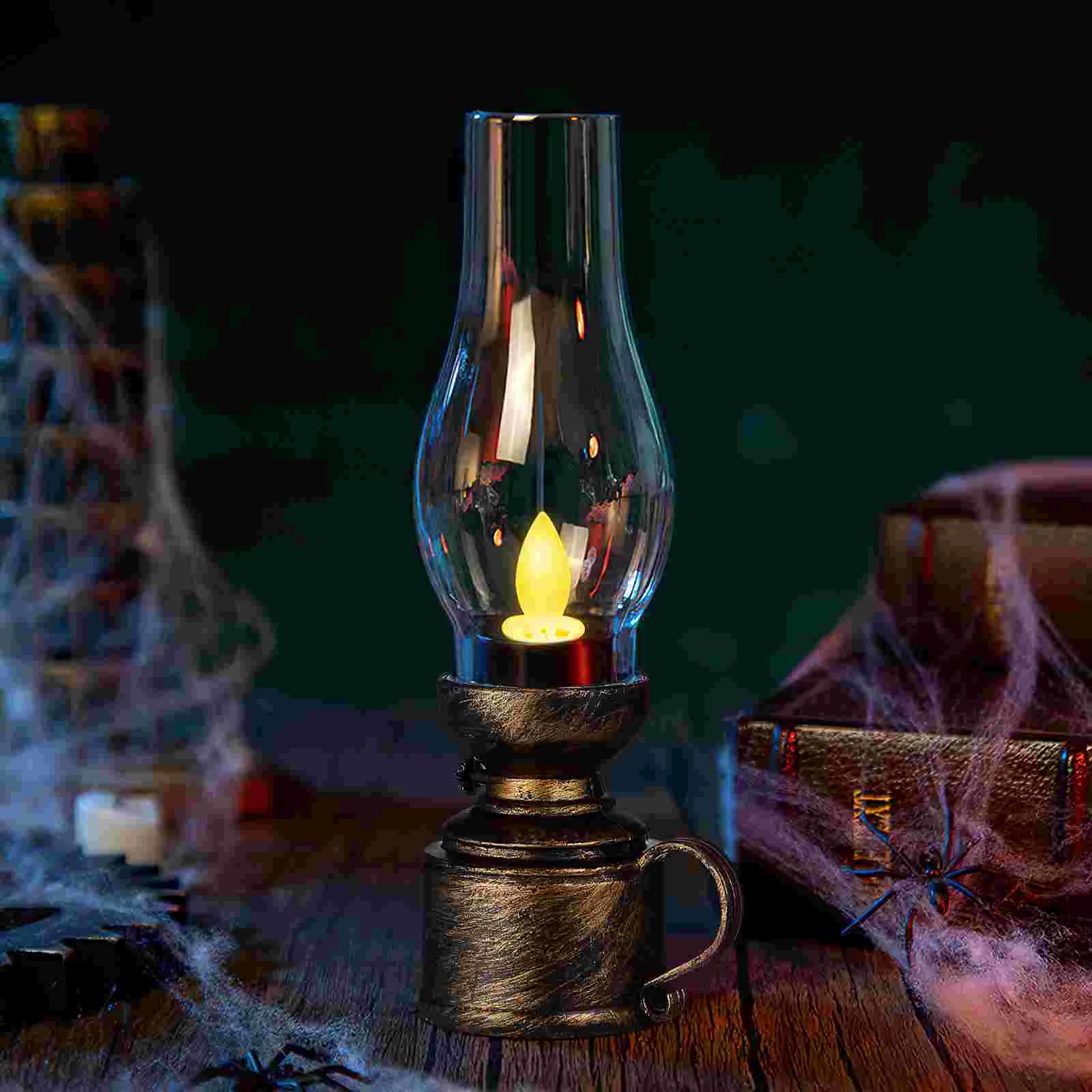 Electronic Kerosene Lamp Lanterns LED Oil Artificial Plastic Pp Flameless Retro