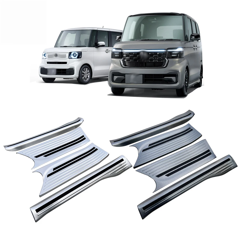 

For Honda N-BOX JF5 JF6 2023 2024 Steel Protector Scuff Plate Guards Car Door Sill Threshold Pedal Cover Trim Accessories