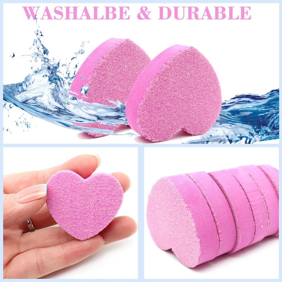 Mini-Herz-Schwamm-Nagelpuffer-Set - 10/30/50 Stück für Naturnägel & Kunstnägel, Maniküre und Pediküre – Detail 4