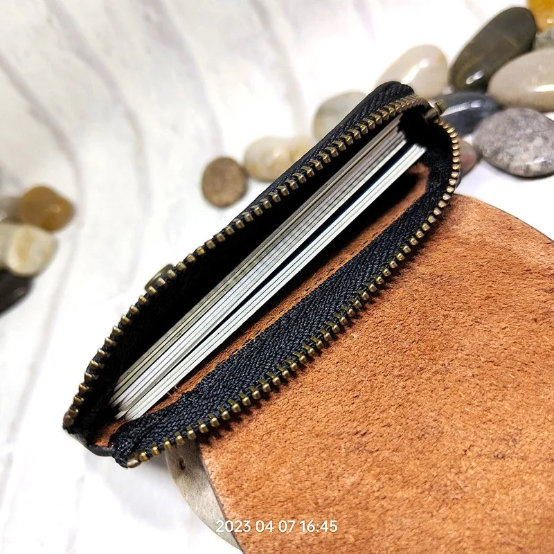 Blongk Belt Pack Double-deck Zippered Ultra Thin Leather Small Waist Bag Card & ID Holder Mini Wallet Pouch Men Women LKHD