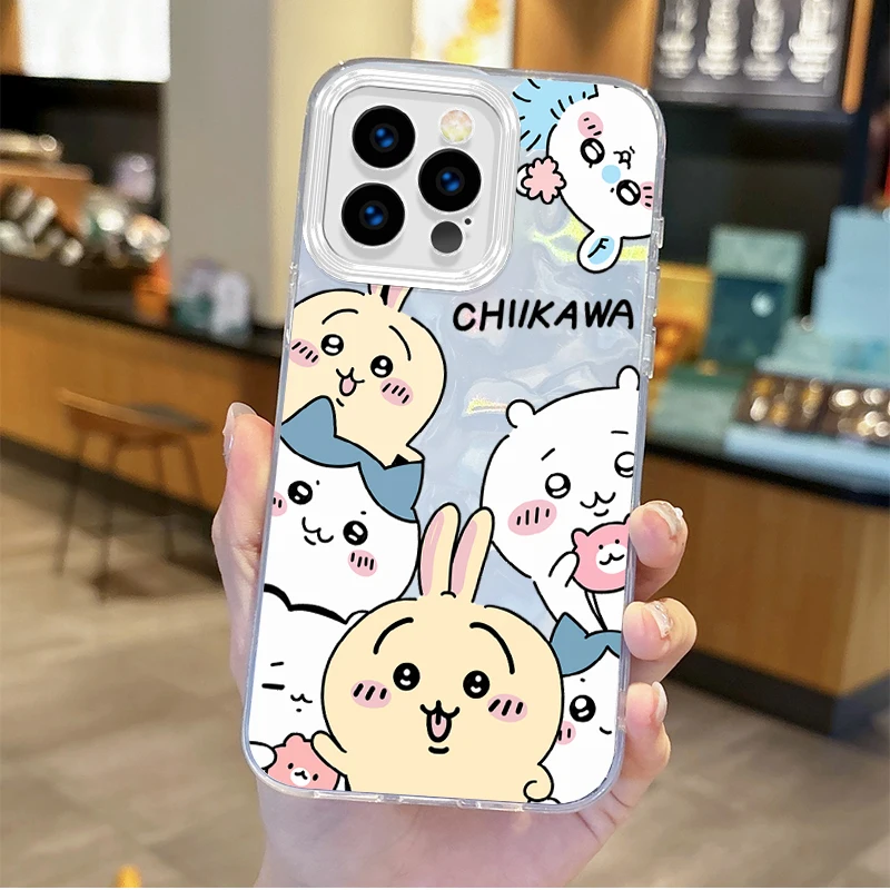 Lovely J-Jiyikawas Cartoon Gradient Phone Case for iPhone 16 15 14 13 12 11 8 7 6 Pro Max Plus XS XR Hard Shockproof Matte Cover