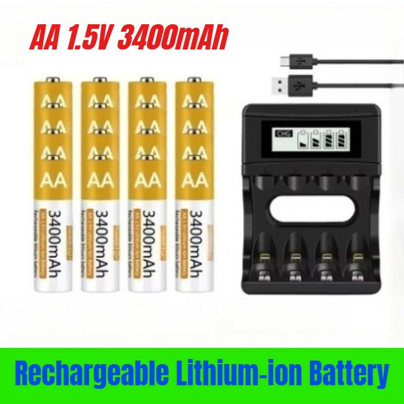 

AA 1.5V 3400mAh Rechargeable Lithium-ion Battery Used for Remote Controls Mice