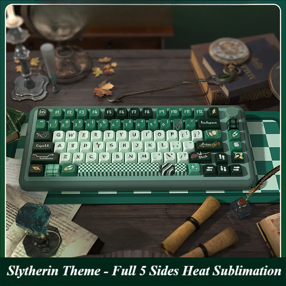 PBT Keycaps 138/158 Keys MDA Slytherin Theme, Personalized Keycaps for Cherry MX 104/87/61 Mechanical Keyboards