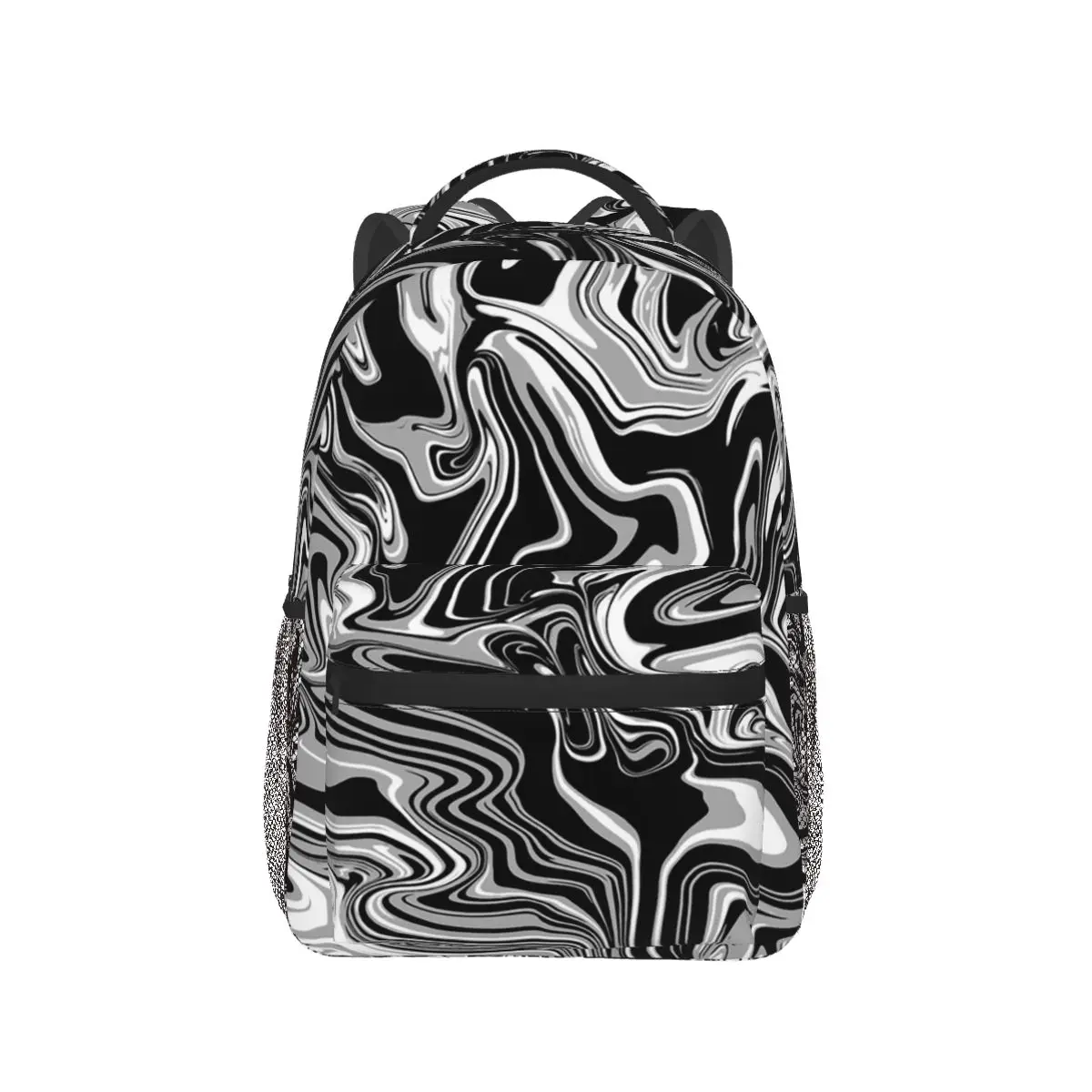 

Liquid Swirl Modern In Black And White Geometric Backpack Hot Sale Daypack Large Capacity Kids BookBag School Bag Shoulder Bags