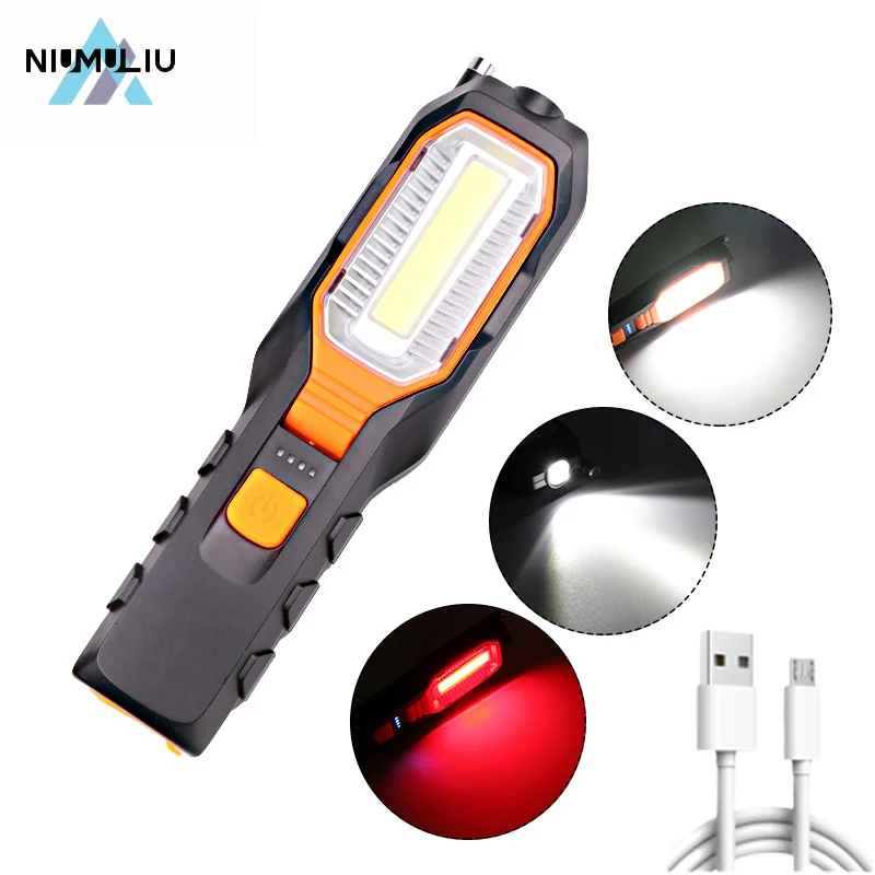 F2 COB LED Flashlight Rechargeable Portable Lantern USB Working Light Flexible Work Magnetic Lamp Emergency Camping Light Torch