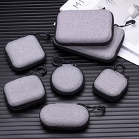 Mini Grey Digital Storage Bag Hard EVA Case Portable Electronics Organizer for USB Cable Charger U Stick Travel Accessories