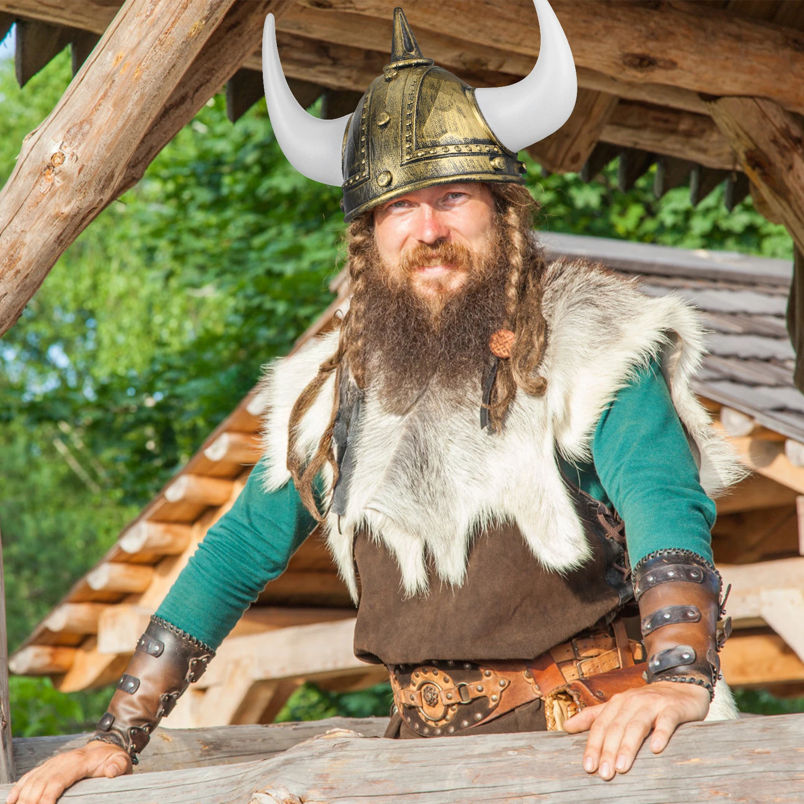 

4pcs Viking Festival Party Hat Medieval Costume Accessory Lightweight Horned Cap For Halloween Carnival Dress Up Decor
