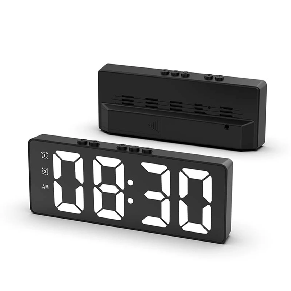 Digitaler Wecker (mit Batterie betrieben) oder USB-Tisch uhr Snooze Night Mode 12/24h elektronische LED-Uhren schwarz