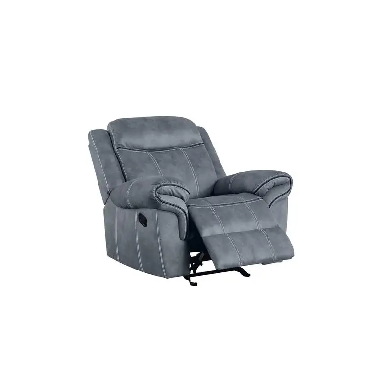 Gray Velvet Glider Recliner Chair with Two-Tone Design and Comfort Features