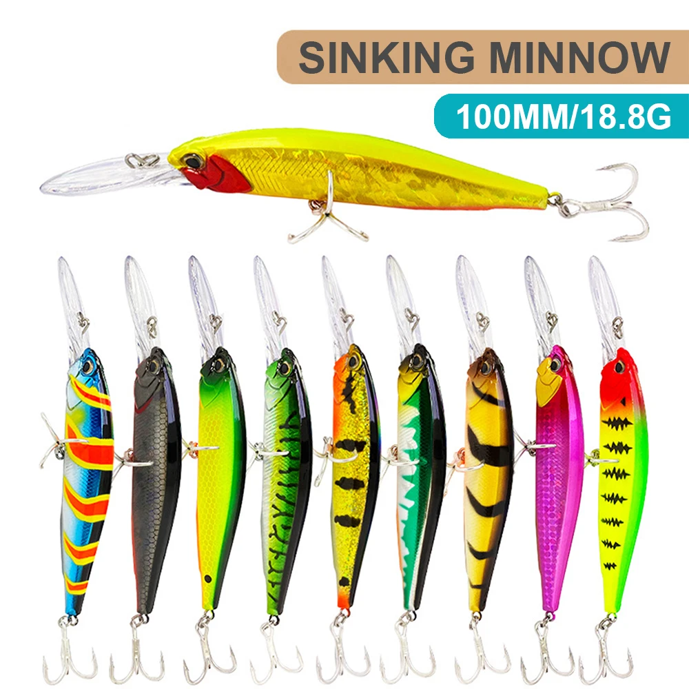 10cm 18.8g Fishing Lures Sinking Minnow Wobbler Long Casting Artificial Hard Bait Jerkbait Fishing Accessories Trout Bass MN617