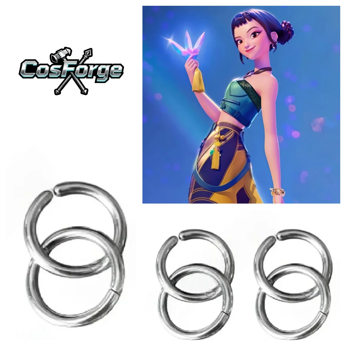 Kpop Demon Hunter Rumi Zoey Earclip Earrings Anime Women Ear Clip Ear Stud Halloween Party Props Accessory Cospaly  cool girl