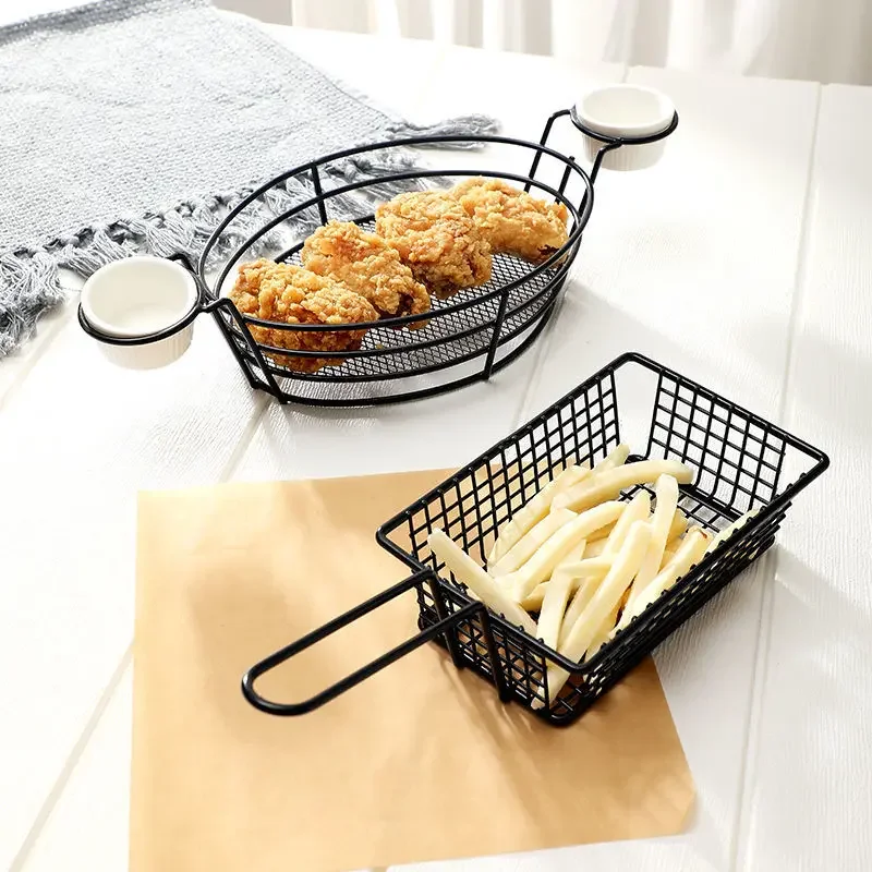 

Stainless Steel Deep Fried Food Tray Fried Chicken Wings Dessert Basket Bar Restaurant Snack Basket