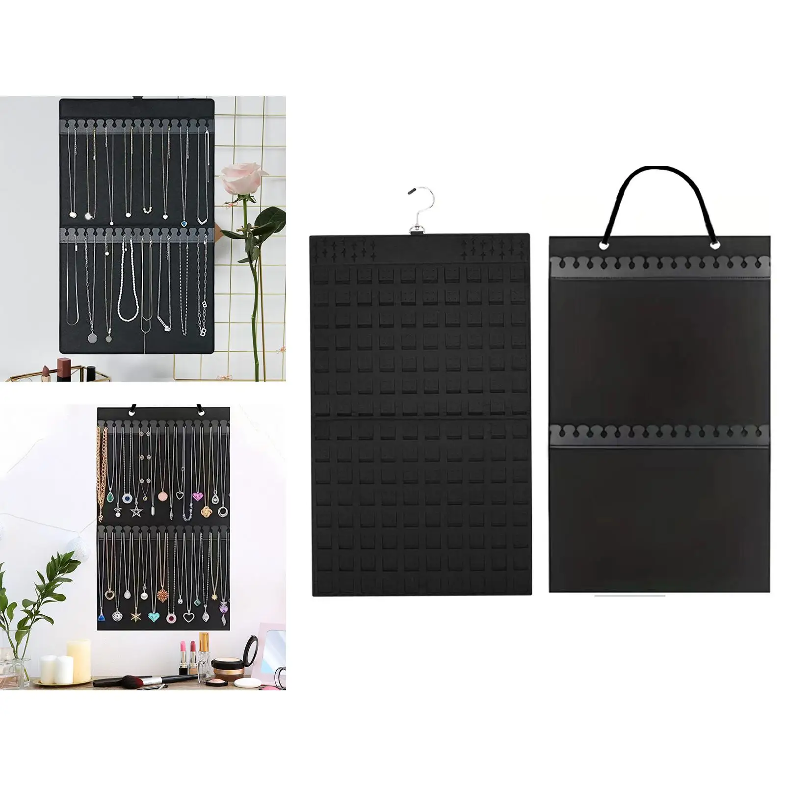 

Hanging Jewelry Organizer Anklet Folded Double Sided Storage Soft Felt Necklace Hanger for Travel Door Wardrobe Showcase Closet