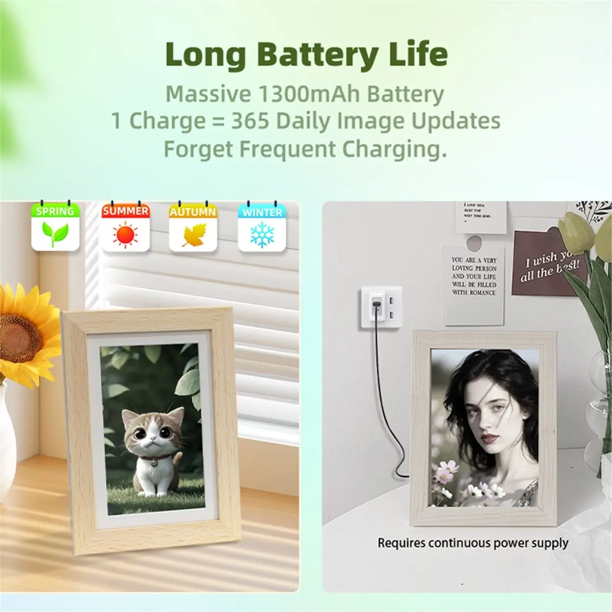7.3'' Color E-Ink Display Digital Photo Frame WiFi Smart Digital Picture Frame Eye-Comfort Blue Light-Free for Family