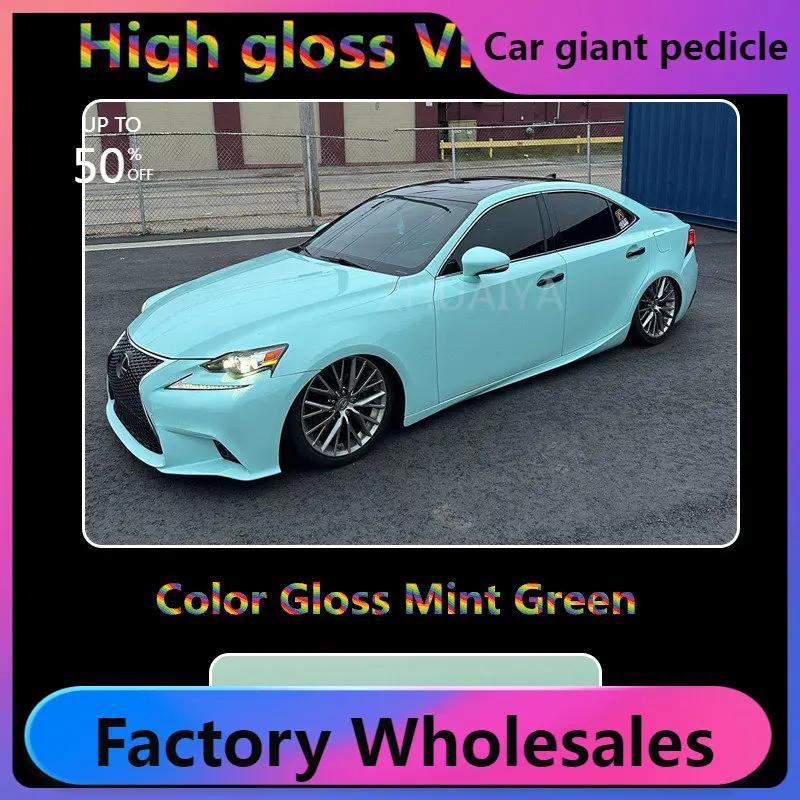 

Highest quality super gloss Mint green wrap true Gloss vinyl wrap for Vehicle wrap quality Warranty ZHUAIYA