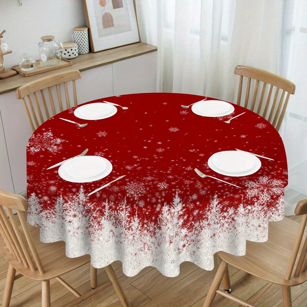 1 Christmas snowflake round tablecloth for family round tables to add charm to meals