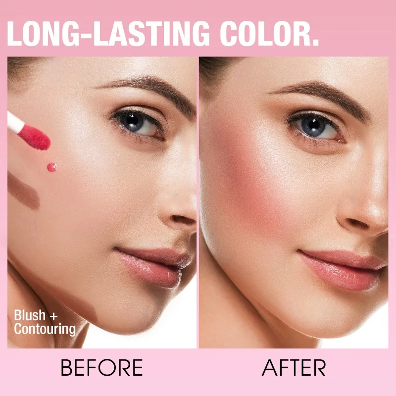 7 colori opzionali Fard liquidoLong Lasting Impermeabile Sweatproof Jello Colore Polvere Trucco Liquido Rouge Viso Bellezza Blush Trucco