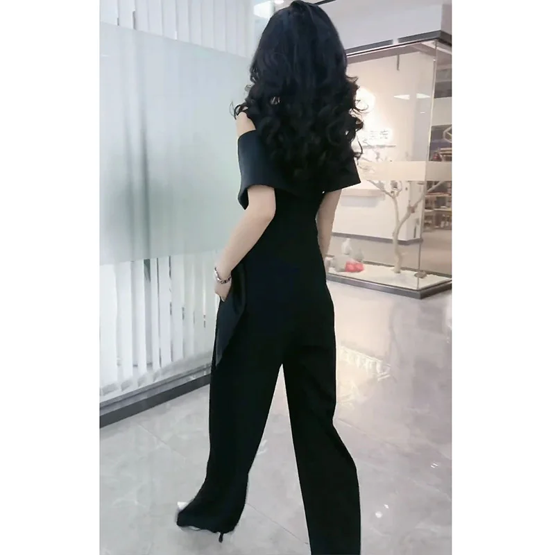 2023 Summer Korean Version of New High-end Fashion Temperament Jumpsuit Women\'s Slim High Waist Wide Leg Casual Jumpsuit