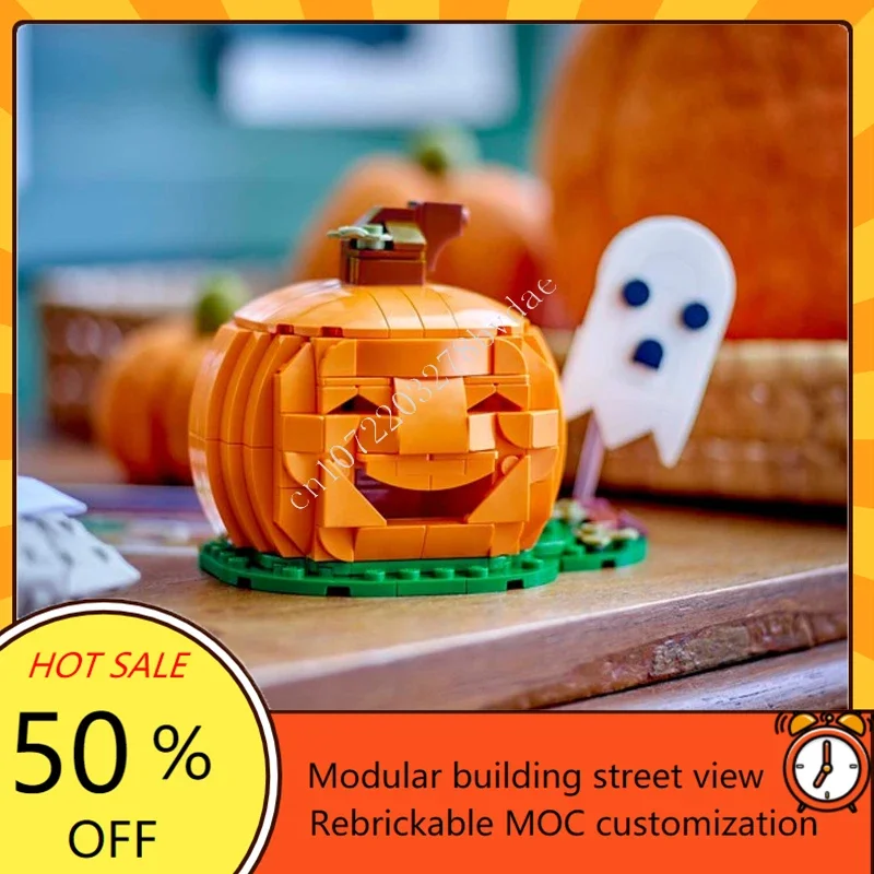 254PCS Light Up Jack-o'-Lantern Modulare MOC Creativo vista stradale Modello Building Blocks Architettura FAI DA TE Modello di Educazione Giocattolo Regalo