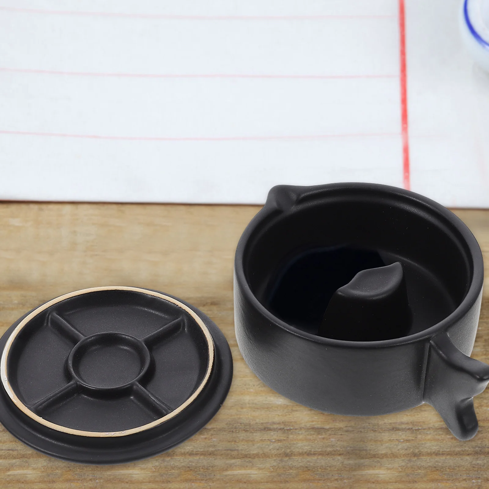 

Ceramic Inkstone with Cover Mini Calligraphy Practical Writing Ink Grinding Stone Traditional Chinese Inkslab Painting Accessory