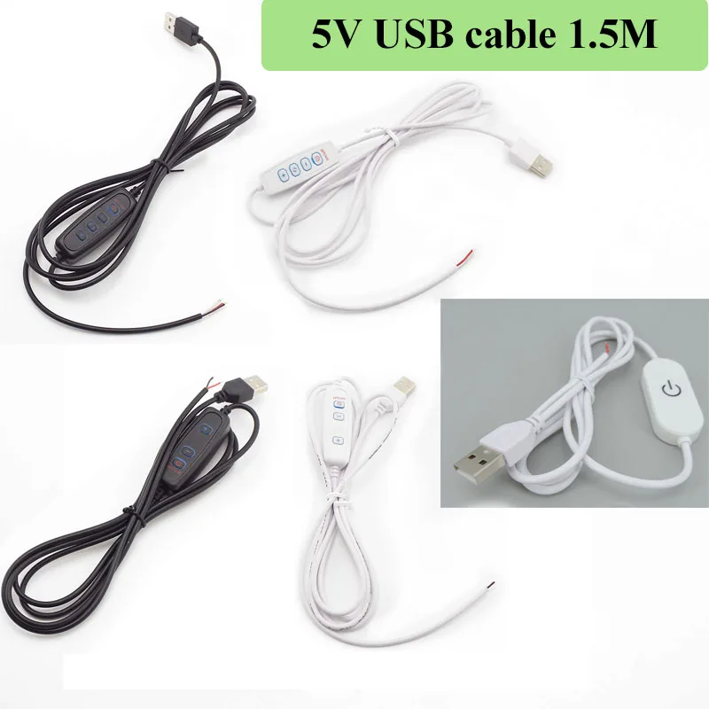 

3pcs 5V USB Dual Color Dimmer Controller Switch Wire Tricolor On Off Control Dimming Wire 1.5M For LED Strip Lamp Bulb Light M20
