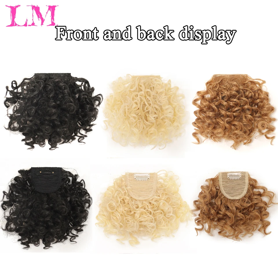 LM Afro Kinky Curly Bang For Black White Woman Fake Fringe Clips In Bangs Wig Hair Natural Black Synthetic Hair accessories