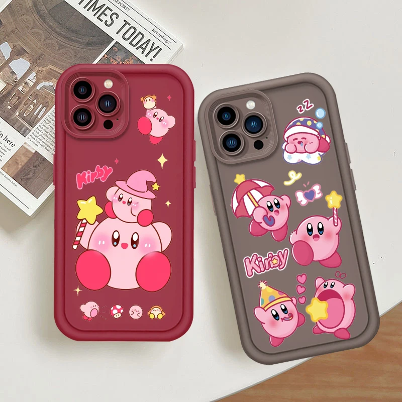 

Anime K-Kirby Cute Cartoon Eye Ladder For Apple iPhone 16 15 14 13 12 11 Pro Max Plus Phone Case Funda Phone Case