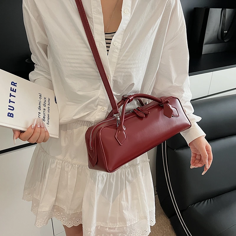 

Женская сумка с текстурой во французском стиле ретро, универсальная сумка для повседневной работы, сумка через плечо с колбасками на одно плечо