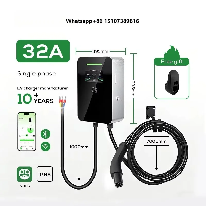 APP Control 220V-480V Electric Fast Charging Wallbox 7KW EV Charger Nacs Interface Standard 32A Rated Current New