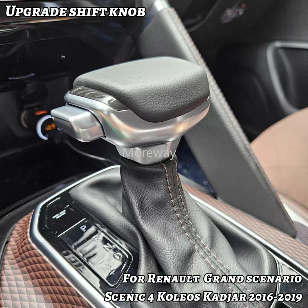 ABS Leather Upgrade Gear Shift Stick Knob Lever Handle Head For Renault Koleos 2019 Kadjar Grand Scenic 4 2017 Car Accessories