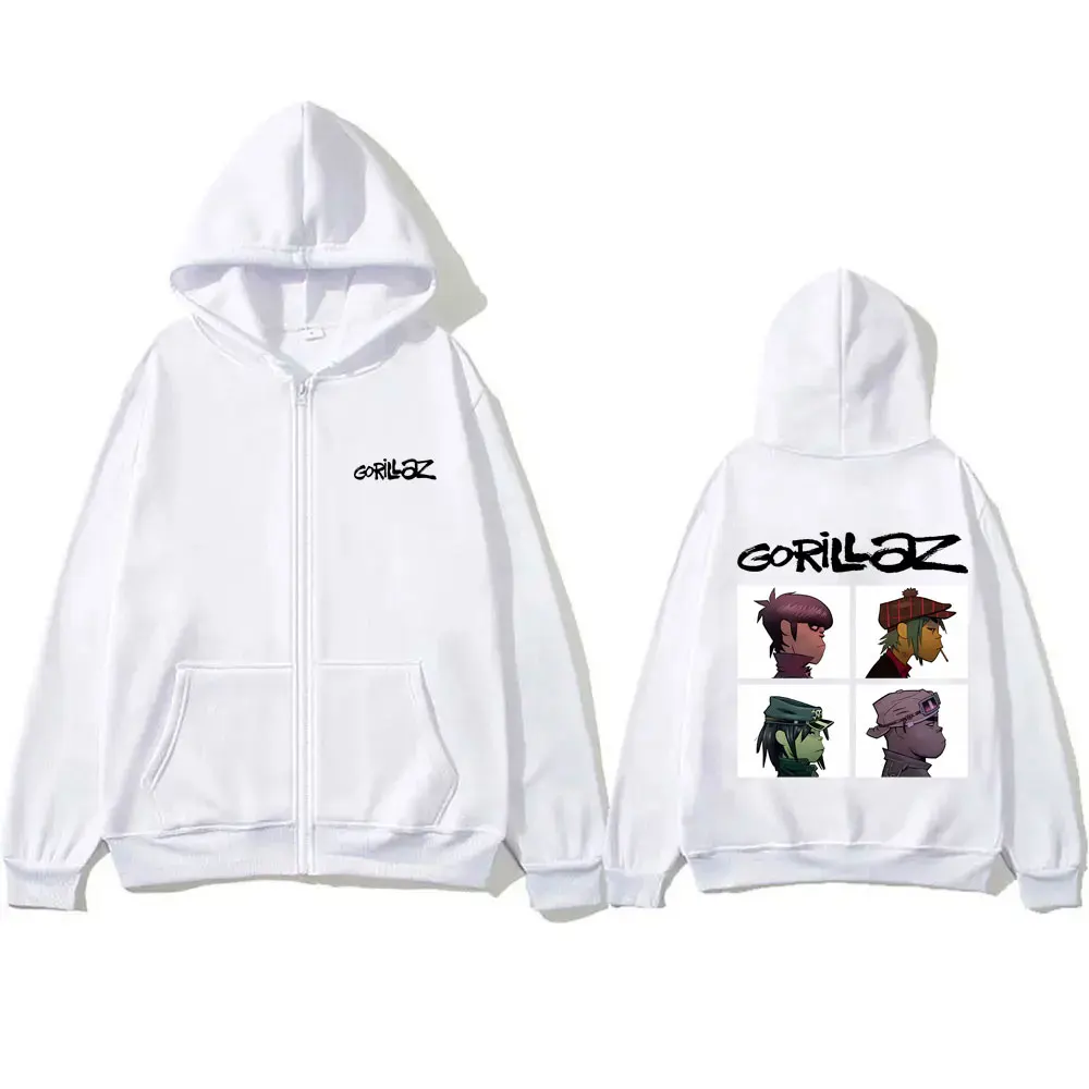 Rock Band Gorillaz Demon Days Album Graphic Zipper Hoodie Men Women Hip Hop Gothic Alternative Vintage Oversized Zip Up Jacket