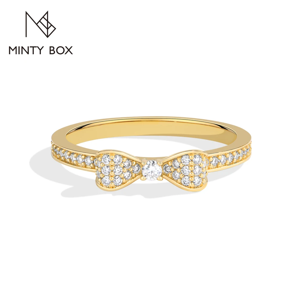 MINTYBOX Sweet Bow Design Moissanite Rings for Women  S925 Sterling Silver Dainty Engagement Wedding Party Jewelry Gifts  Choice