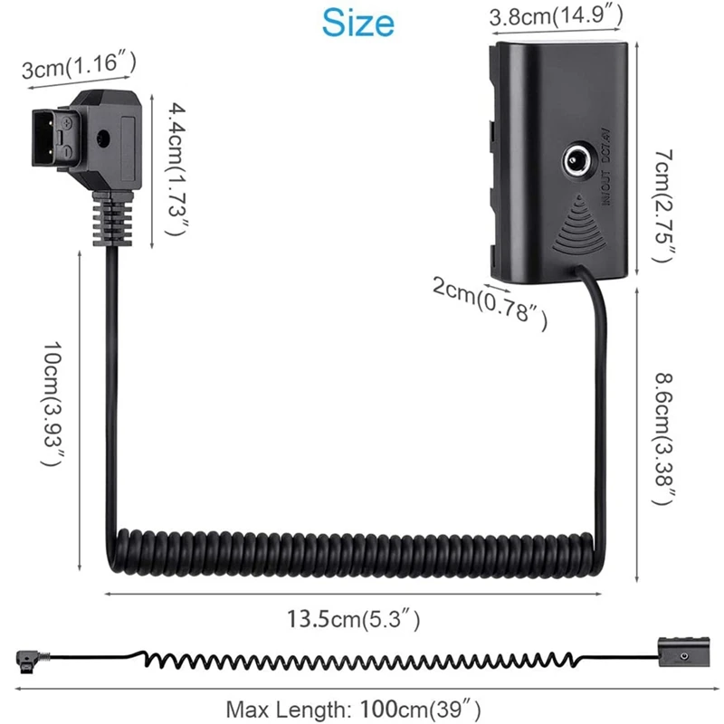 4X Power Adapter Cable For D-Tap Connector To NP-F Dummy Battery For Sony NP F550 F570 F770 NP F970