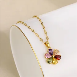 European and American Colorful Pendant Flower Necklace Women's Individualized Cool Style Collar Chain