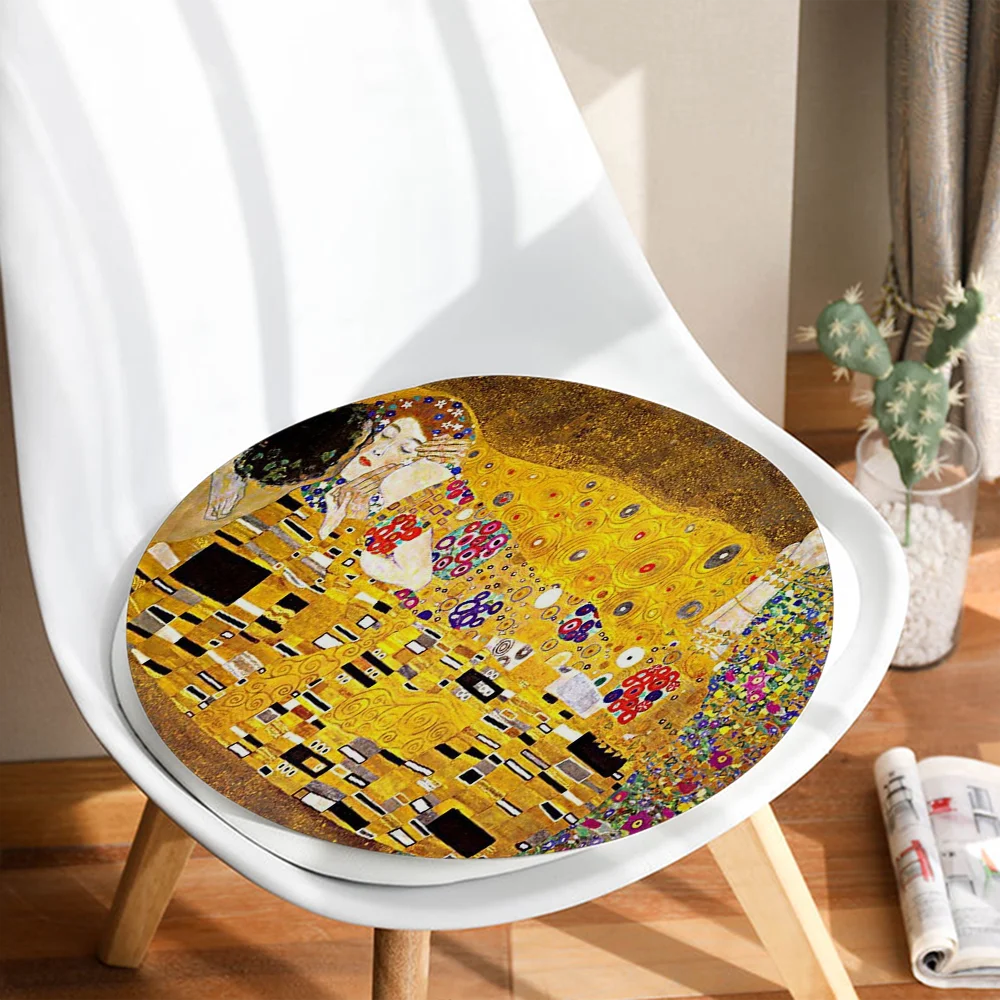 Gustav Klimt Simplicity Multi-Color Dining Chair Cushion Circular Decoration Seat For Office Desk Outdoor Garden Cushions