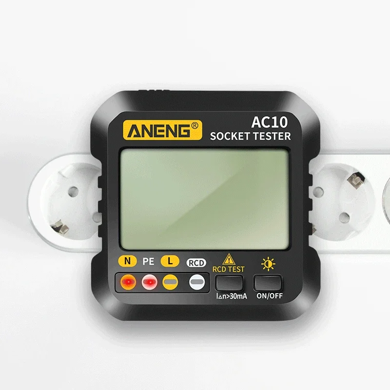 Aneng AC10 Socket Tester Plug Detector Nul Lijn Plug Polariteit Fase Controleren Fase Detector Us/Eu Plug Multimeter Digitale tester