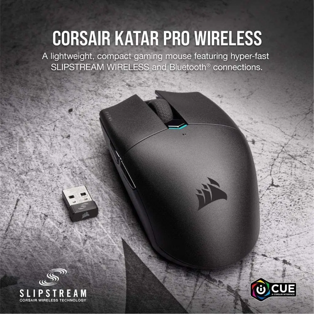 Corsair Katar Pro Wireless, Lightweight FPS/MOBA Gaming Mouse with Slipstream Technology, Compact Symmetric Shape, 10,000 DPI