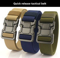 Tactical Belt Aluminum Alloy Quick-Release Pluggable Buckle Outdoor Hunting Belt 3.8x125CM