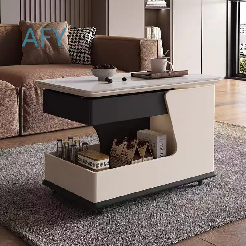 Multifunctional Mobile Coffee Table for Small Spaces Lift Top Sofa Side Table Modern Minimalist Living Room End Table for